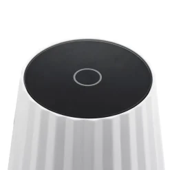 Lindby LED-batteridrevet bordlampe Esali, hvid, riller, 29 cm