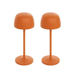 Lindby LED-bordlampe Areitty, orange, sæt med 2, aluminium