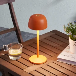 Lindby LED-bordlampe Areitty, orange, sæt med 2, aluminium