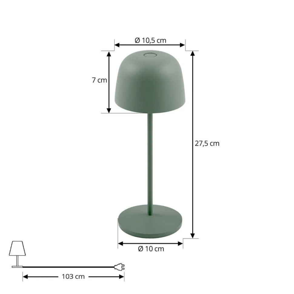 Lindby LED-bordlampe Arietty, grøn, dæmpbar, IP65