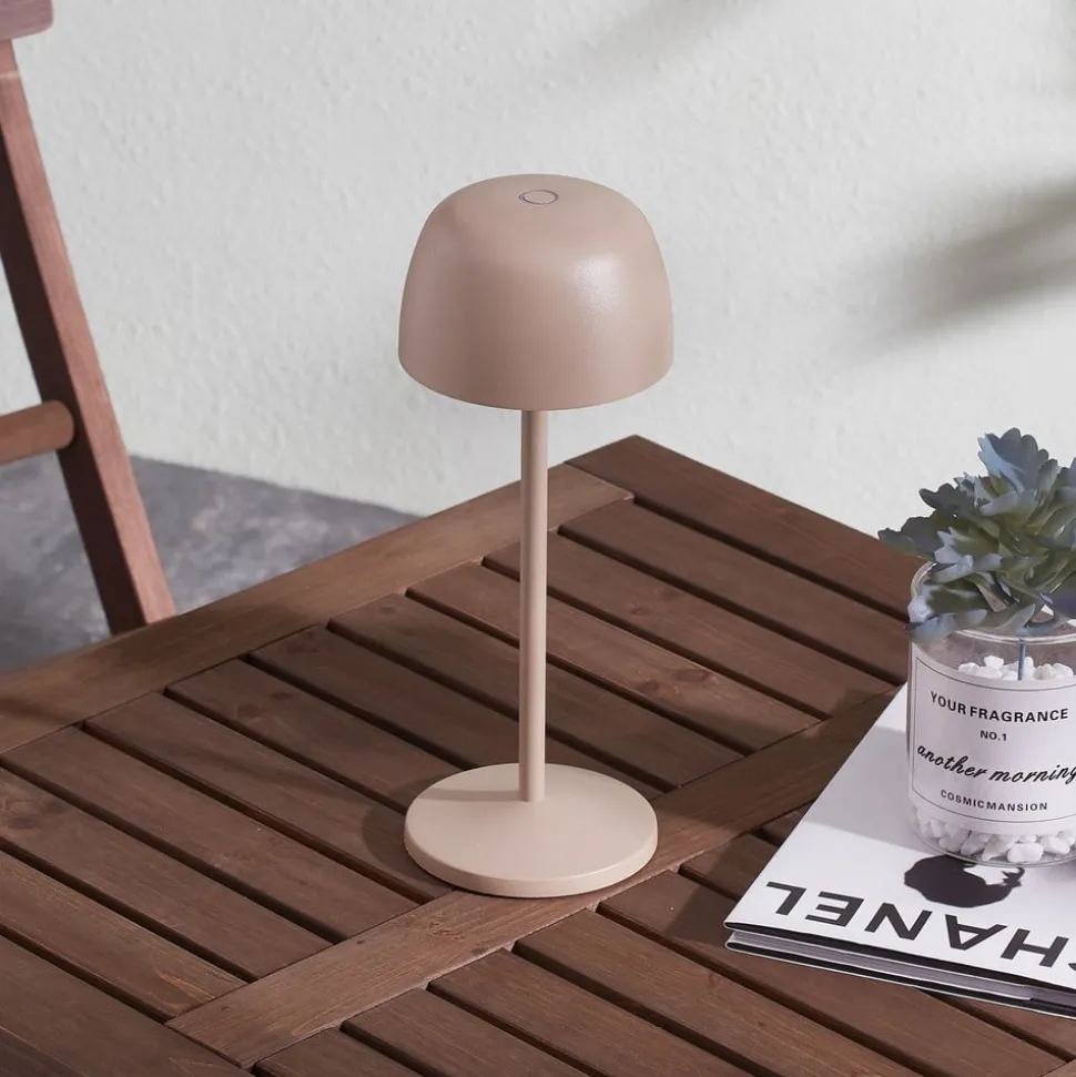 Lindby LED-bordlampe Arietty, beige, dæmpbar, IP65