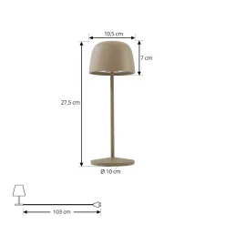 Lindby LED-bordlampe Arietty, beige, dæmpbar, IP65