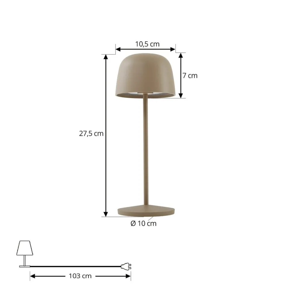 Lindby LED-bordlampe Arietty, beige, dæmpbar, IP65