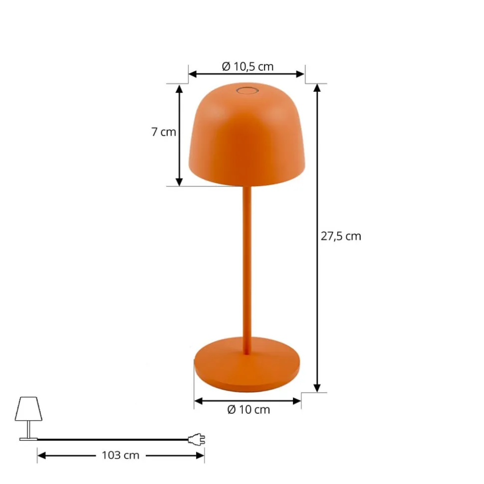 Lindby LED-bordlampe Arietty, orange, dæmpbar, IP65