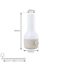 Lindby LED-bordlampe Isaline, beige, dæmpbar, IP44
