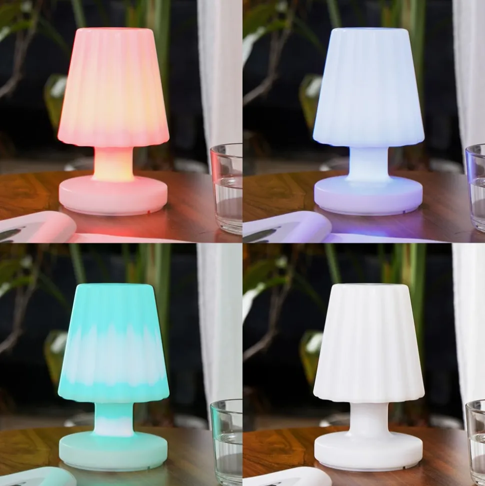 Lindby LED-bordlampe Jovem, hvid, plast, RGB