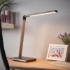 Lindby LED-bordlampe Kuno, grå, USB, touch-dæmper