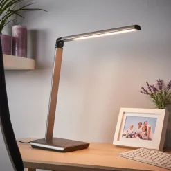 Lindby LED-bordlampe Kuno, grå, USB, touch-dæmper