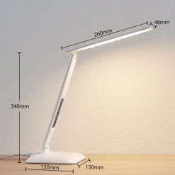 Lindby LED-bordlampe Ludmilla, højde 34 cm, hvid, display