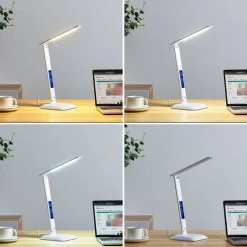 Lindby LED-bordlampe Ludmilla, højde 34 cm, hvid, display