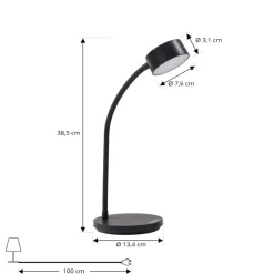 Lindby LED-bordlampe Maori, sort, CCT, metal, dæmpbar