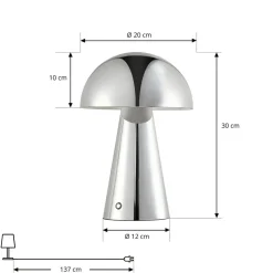 Lindby LED-bordlampe Nevijo, krom, Ø20 cm, USB, dæmpbar