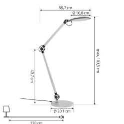 Lindby LED-bordlampe Nyxaris, sølv, metal, CCT, 50 cm
