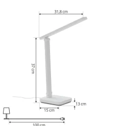 Lindby LED-bordlampe Rylas, hvid, USB, CCT