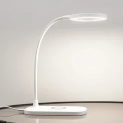 Lindby LED-bordlampe Siona, hvid, CCT, dæmpbar, ladestation
