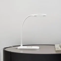 Lindby LED-bordlampe Siona, hvid, CCT, dæmpbar, ladestation