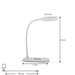 Lindby LED-bordlampe Siona, hvid, CCT, dæmpbar, ladestation