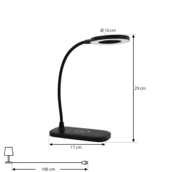 Lindby LED-bordlampe Siona sort CCT dæmpbar ladestation