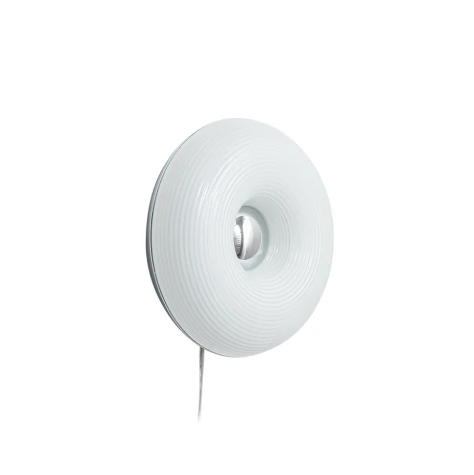 Lindby LED-bord-/væglampe Fjora, hvid/krom, Ø 30 cm, dæmpbar