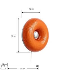 Lindby LED-bord-/væglampe Fjora, orange/krom, Ø30cm, dæmpbar