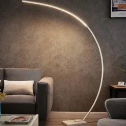 Lindby LED-buelampe Kendra, hvid, aluminium, højde 180 cm