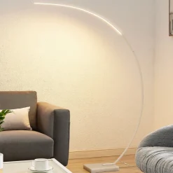 Lindby LED-buelampe Kendra, hvid, aluminium, højde 180 cm