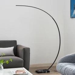 Lindby LED-buelampe Kendra, sort, aluminium, højde 180 cm