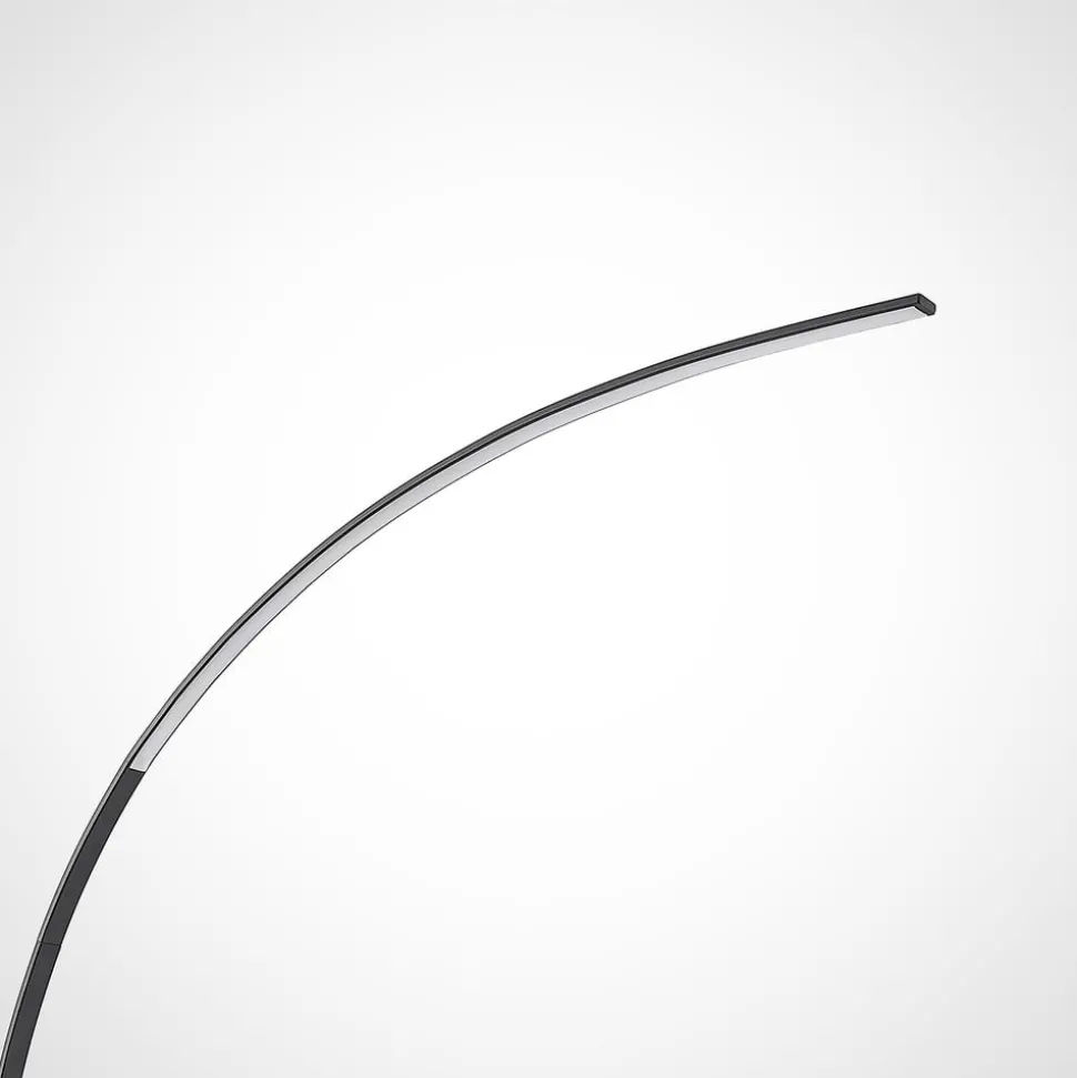 Lindby LED-buelampe Kendra, sort, aluminium, højde 180 cm