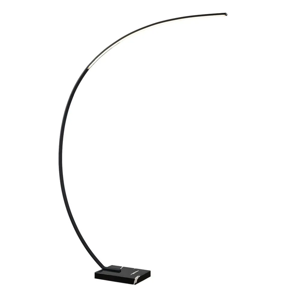 Lindby LED-buelampe Kendra, sort, aluminium, højde 180 cm