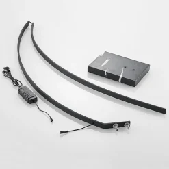 Lindby LED-buelampe Kendra, sort, aluminium, højde 180 cm