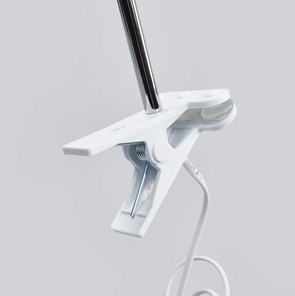 Lindby LED clip-on bordlampe Milow, hvid, metal, 36 cm høj