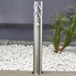 Lindby LED-gadelampe Lanea, 60 cm, grå, sensor, IP44