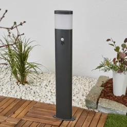 Lindby LED-gadelampe Marius, 80 cm, antracit, sensor