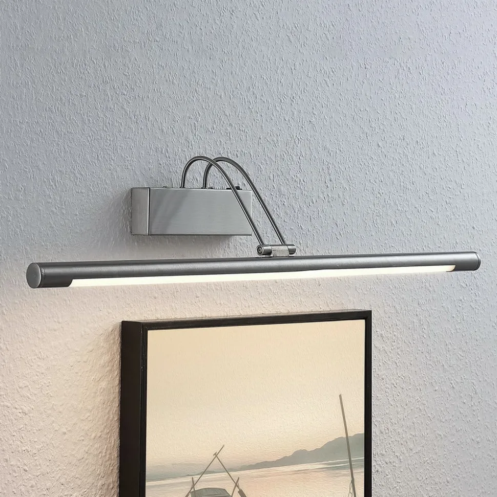 Lindby LED-gallerilampe Mailine, 69 cm, nikkel, afbryder