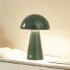 Lindby LED genopladelig bordlampe Nevijo, grøn, Ø20 cm, USB, dæmper