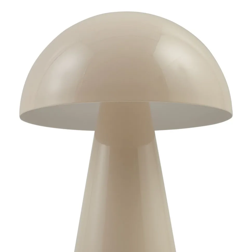 Lindby LED genopladelig bordlampe Nevijo, beige, Ø20cm, USB, dæmper
