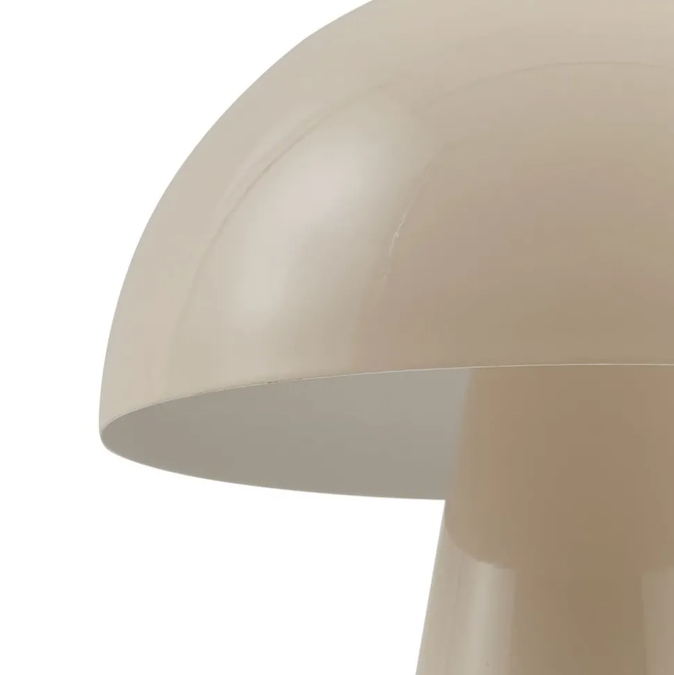 Lindby LED genopladelig bordlampe Nevijo, beige, Ø20cm, USB, dæmper