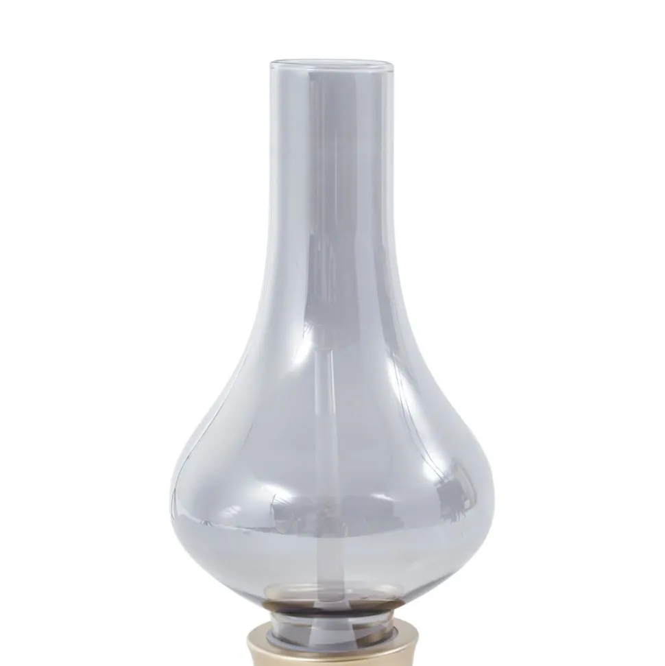 Lindby LED genopladelig bordlampe Maxentius guldfarvet glas dæmper