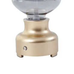 Lindby LED genopladelig bordlampe Maxentius guldfarvet glas dæmper