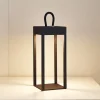 Lindby LED genopladelig bordlampe Iruna, sort, metal, 27 cm, dæmpbar.