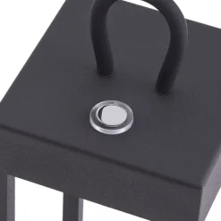 Lindby LED genopladelig bordlampe Iruna, sort, metal, 27 cm, dæmpbar.