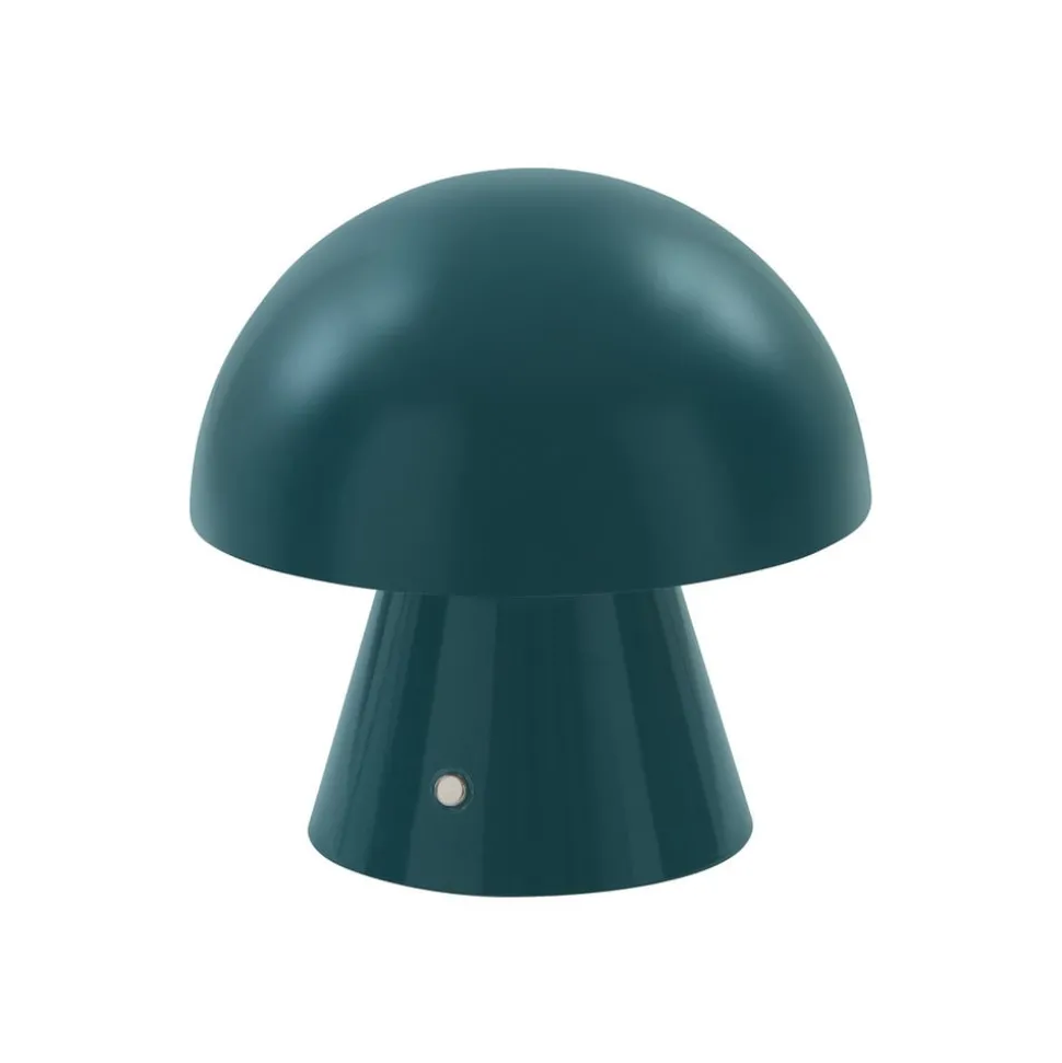 Lindby LED genopladelig bordlampe Nevijo, petrol, Ø18cm, USB, dæmper