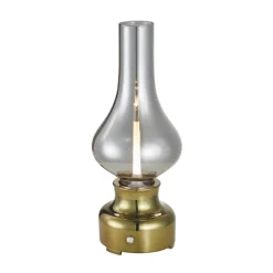 Lindby LED genopladelig bordlampe Maxentius, grøn, glas, dæmper