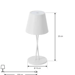 Lindby LED genopladelig bordlampe Janea CROSS, hvid, metal