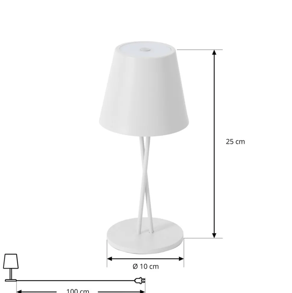 Lindby LED genopladelig bordlampe Janea CROSS, hvid, metal