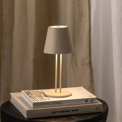 Lindby LED genopladelig bordlampe Janea TWIN, beige, metal