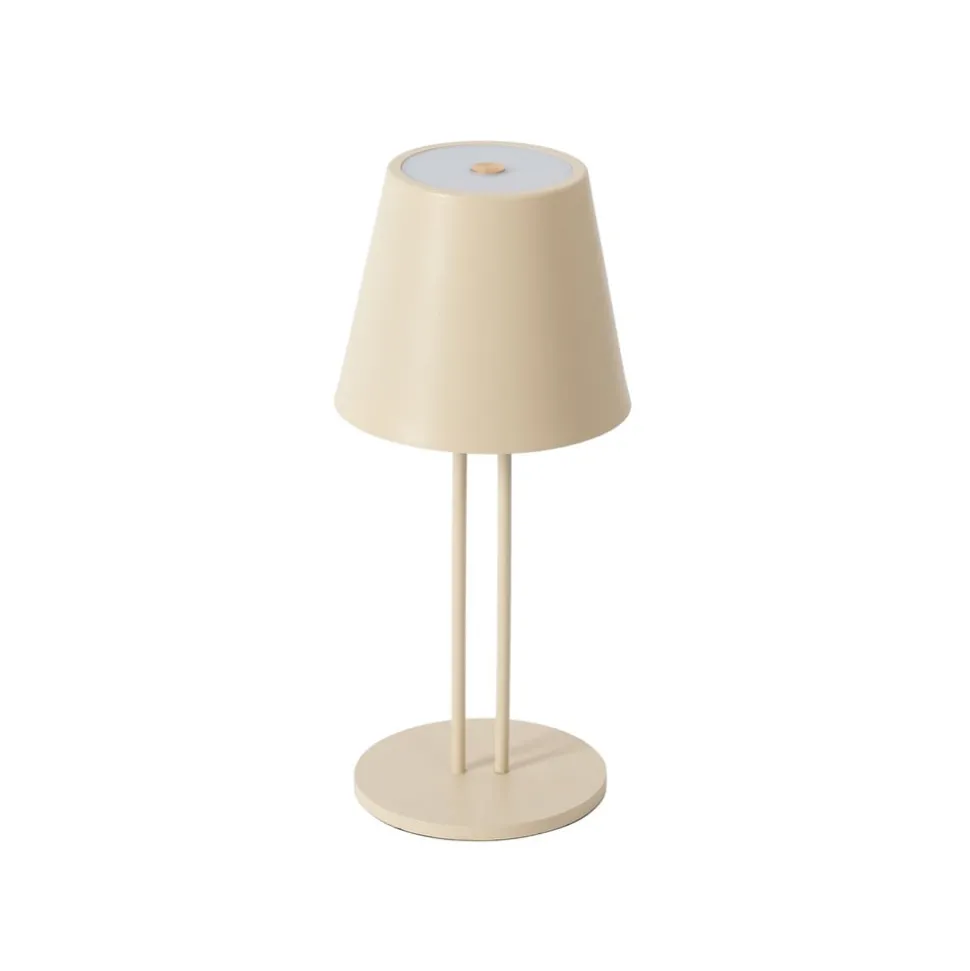 Lindby LED genopladelig bordlampe Janea TWIN, beige, metal