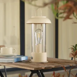 Lindby LED genopladelig bordlampe Janea TWIN, grøn, metal