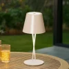 Lindby LED genopladelig bordlampe Janea, CROSS, beige, metal