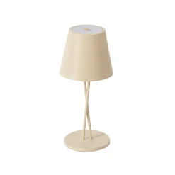 Lindby LED genopladelig bordlampe Janea, CROSS, beige, metal